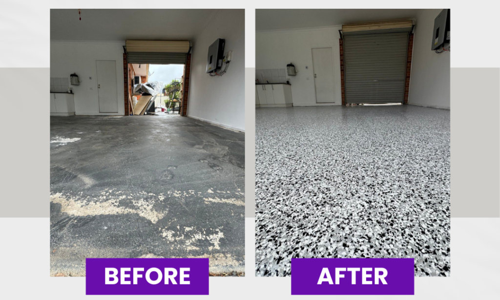 Before and After of a Residential Garage Epoxy Flooring Project in Melbourne City